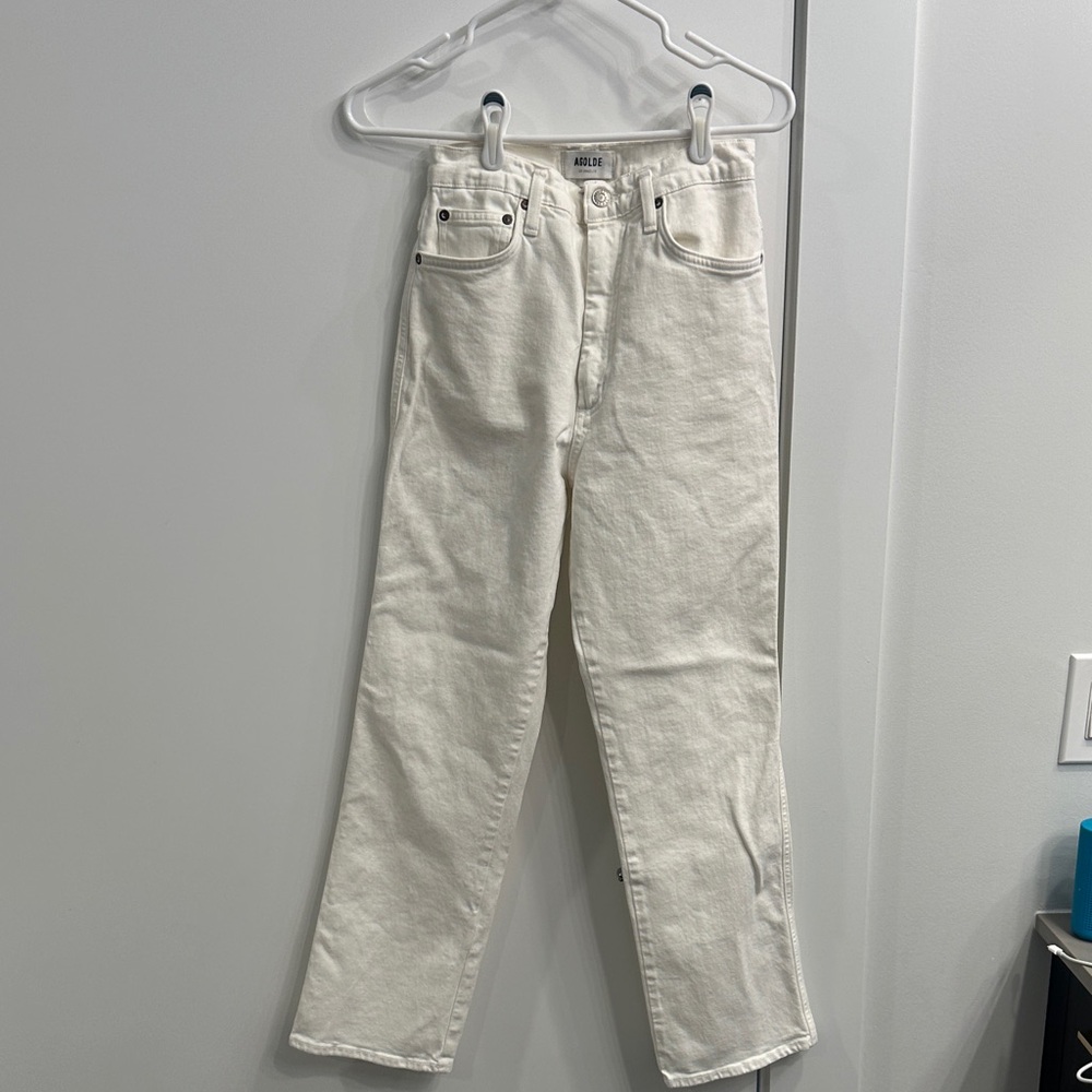 Agolde High-Rise Straight Jeans in Off-White